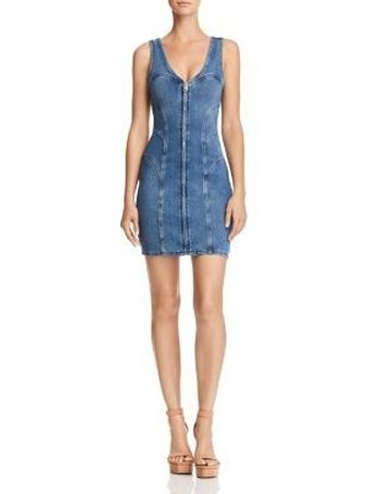 guess sara denim bodycon dress