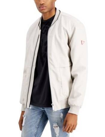 guess men's leather bomber jacket