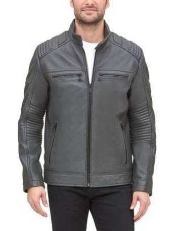 dkny men's leather racer jacket