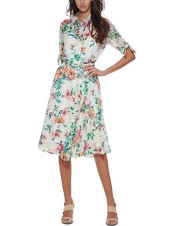 calvin klein floral a line dress