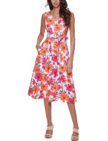 calvin klein floral a line dress