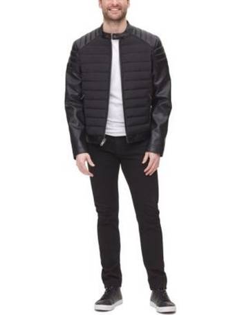 dkny men's leather racer jacket