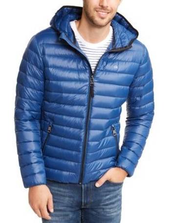 calvin klein men's packable down hooded puffer jacket